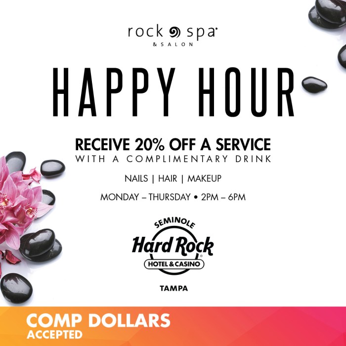 Spa happy hour rock tampa hard pedicure manicure services